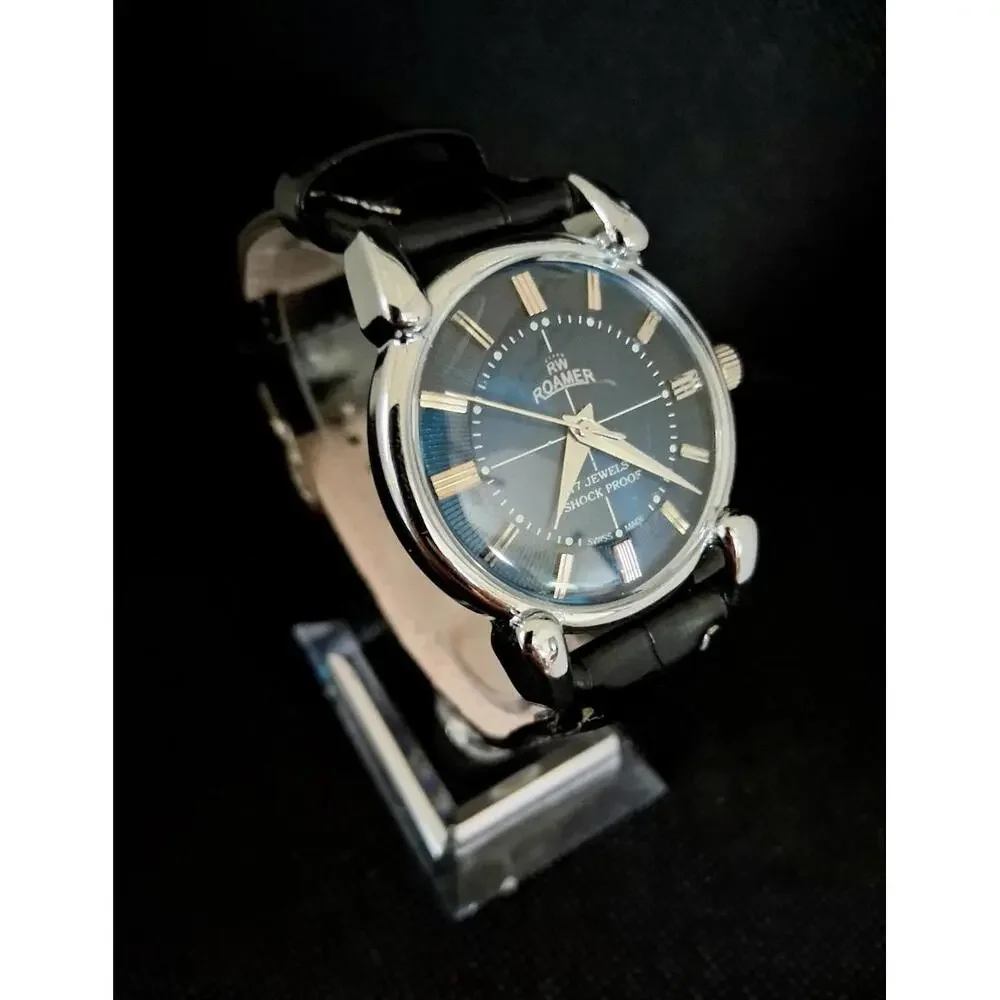 Vintage Roamer Men's Leather Mechanical‎ Watch RARE